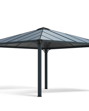 Palermo 4.3m x 4.3m Garden Gazebo in Grey Aluminium with Polycarbonate Roof