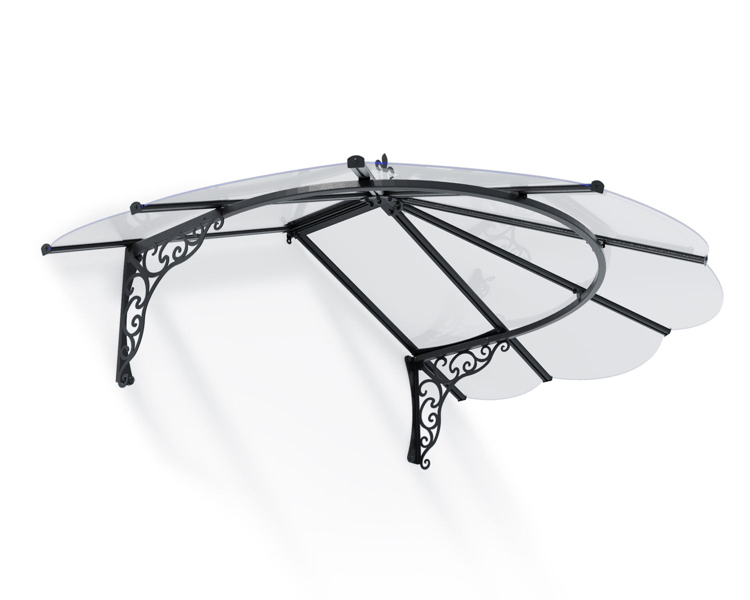 Iris 1.8m x 1.2m Door Canopy - Black Aluminium Frame & Clear Acryl