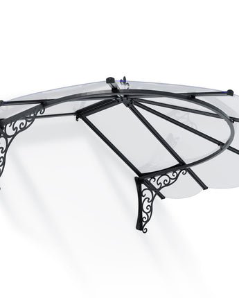 Iris 1.8m x 1.2m Door Canopy - Black Aluminium Frame & Clear Acryl