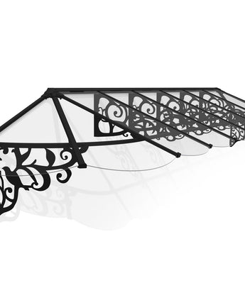 Lily 4.7m x 0.9m Door Canopy - Black Aluminium Frame & Clear Polycarbonate