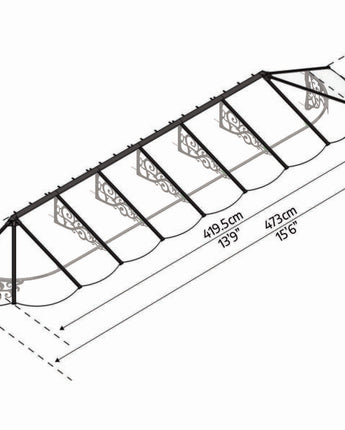 Lily 4.7m x 0.9m Door Canopy - Black Aluminium Frame & Clear Polycarbonate