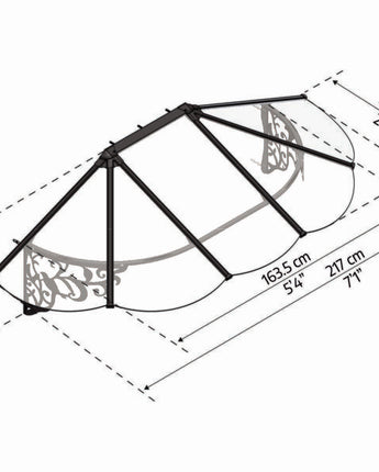 Lily 2.1m x 0.9m Door Canopy - Black Aluminium Frame & Clear Acryl
