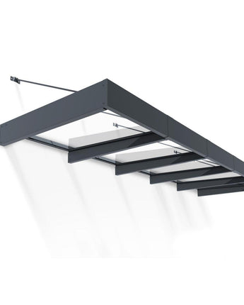 Sophia XL 4.71m x 1.4m Door Canopy - Grey Aluminium Frame & Clear Panels