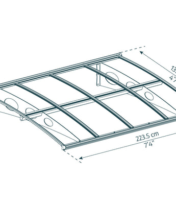 Herald 2.2m x 1.4m Door Canopy - Grey Aluminium Frame & Twinwall Polycarbonate