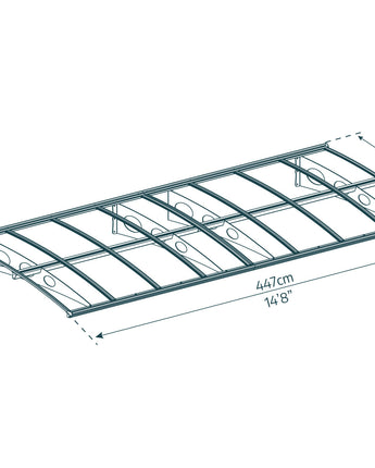 Herald 4.5m x 1.4m Door Canopy - Grey Aluminium Frame & Twinwall Polycarbonate