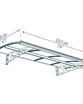 Amsterdam 2.2m x 1.4m Door Canopy - Grey Aluminium Frame & Clear Acryl