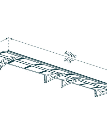 Amsterdam 4.5m x 1.4m Door Canopy - Grey Aluminium Frame & Clear Polycarbonate