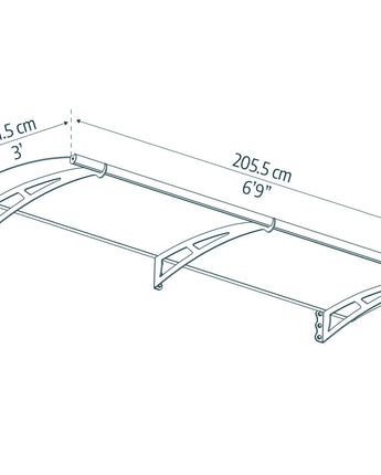 Aquila 2m x 0.9m Door Canopy - Grey Aluminium Frame & Clear Acryl