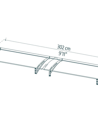 Aquila 3m x 0.9m Door Canopy - Grey Aluminium Frame & Clear Polycarbonate