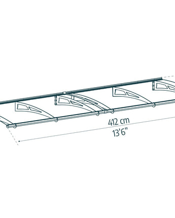 Aquila 4m x 0.9m Door Canopy - Grey Aluminium Frame & Clear Polycarbonate