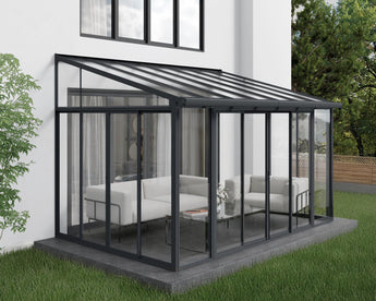 Sanremo 3m x 4m Lean to Conservatory - Aluminium Grey Frames & Clear Polycarbonate