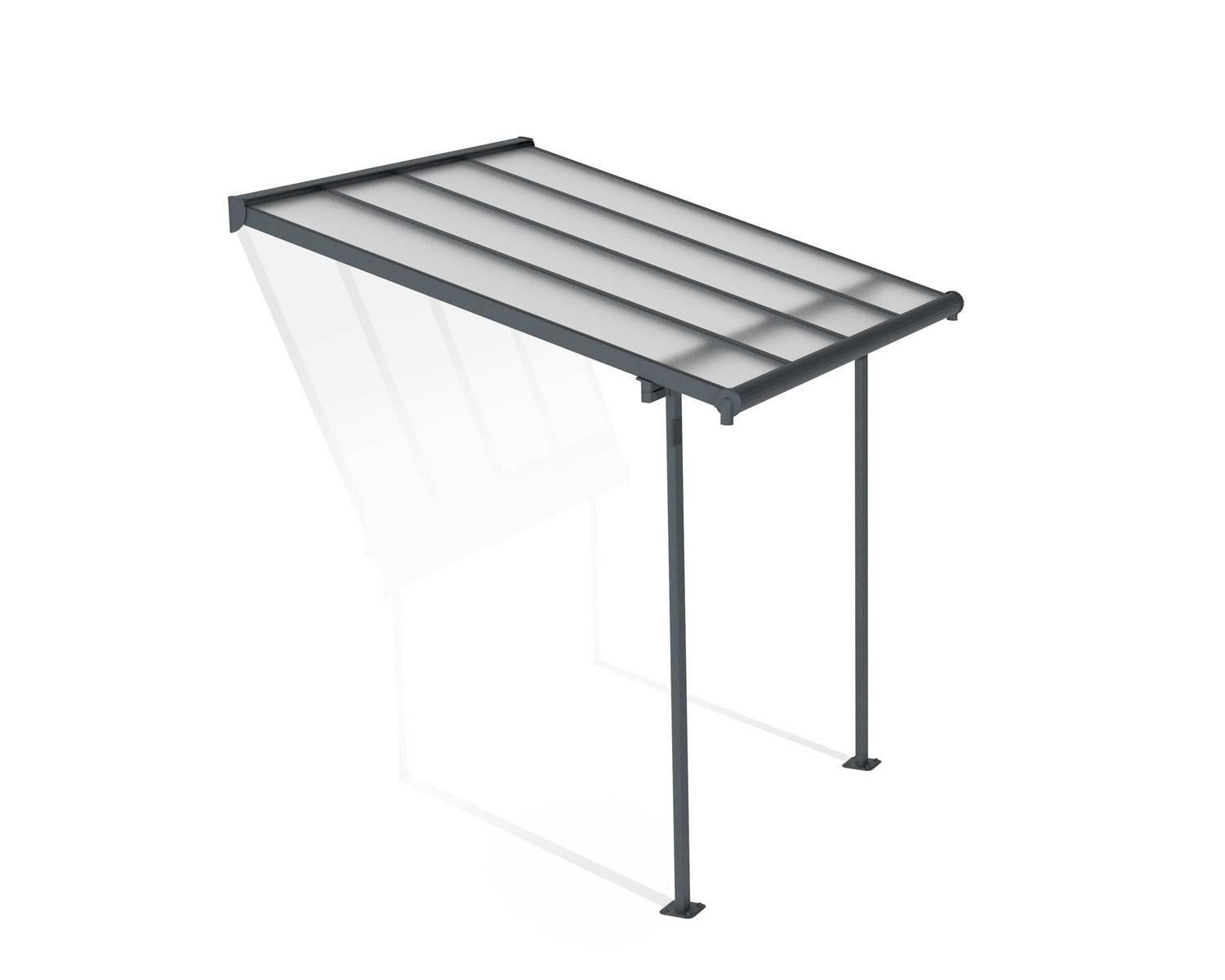 Sierra Patio Cover 2.2m x 2.3m - Grey Aluminium Frame & Clear Polycarbonate