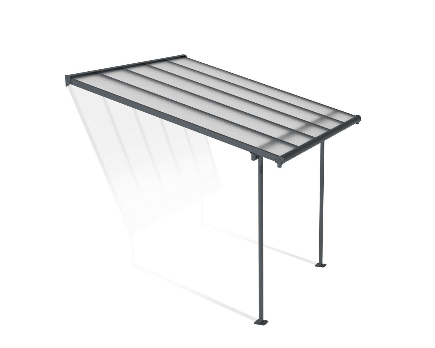 Sierra Patio Cover 3m x 3m - Grey Aluminium Frame & Clear Polycarbonate
