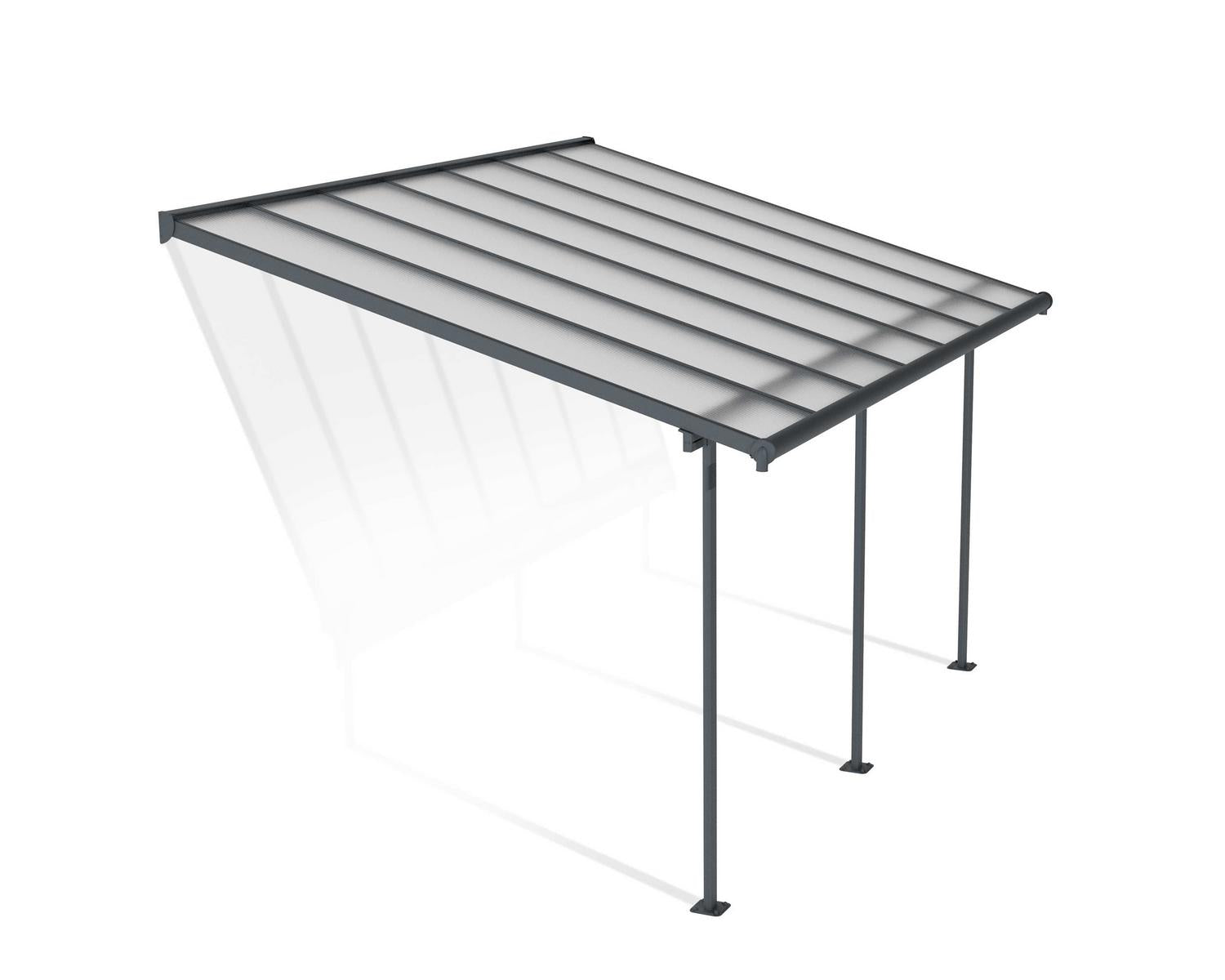 Sierra Patio Cover 3m x 4.3m - Grey Aluminium Frame & Clear Polycarbonate