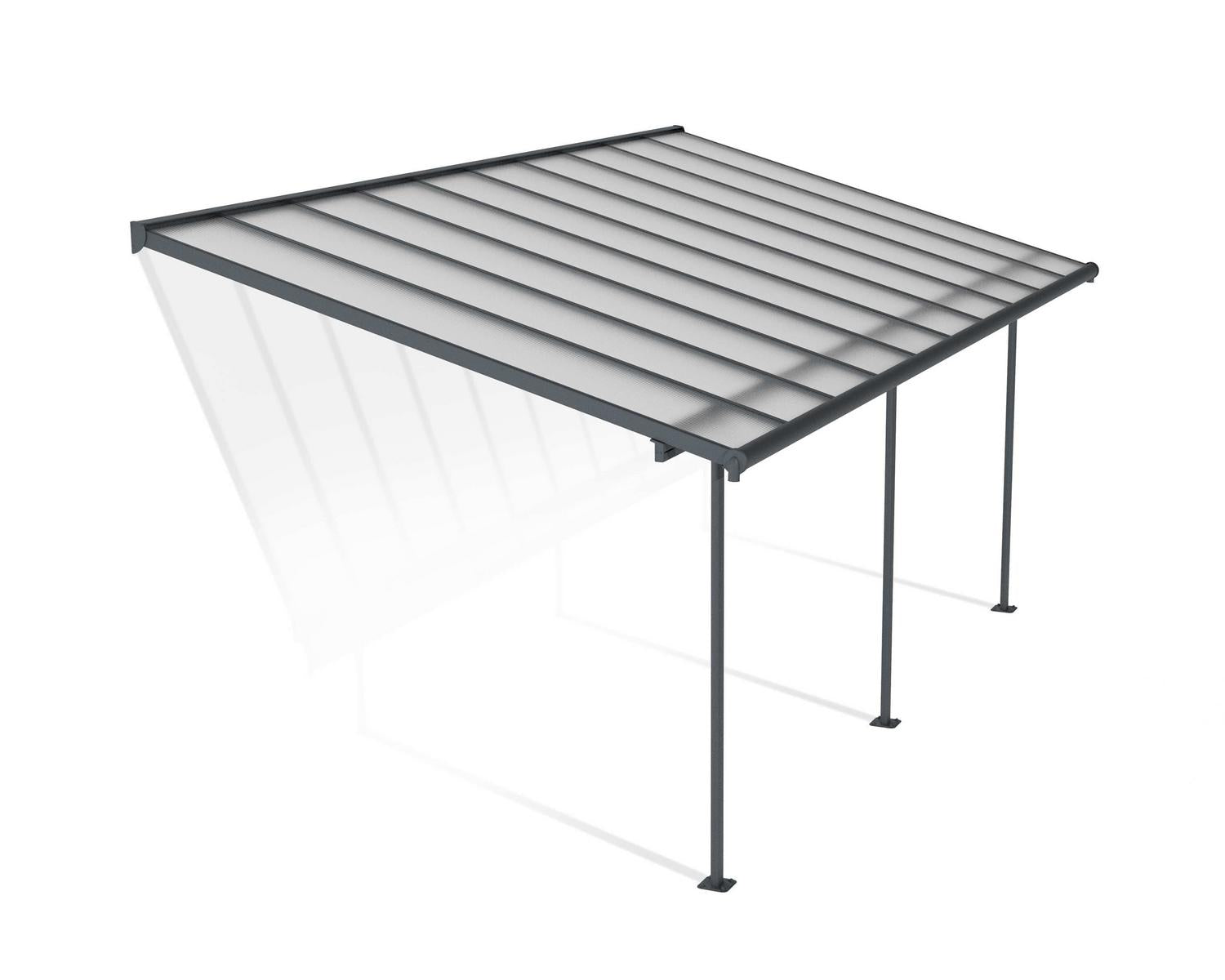 Sierra Patio Cover 3m x 6.2m - Grey Aluminium Frame & Clear Polycarbonate