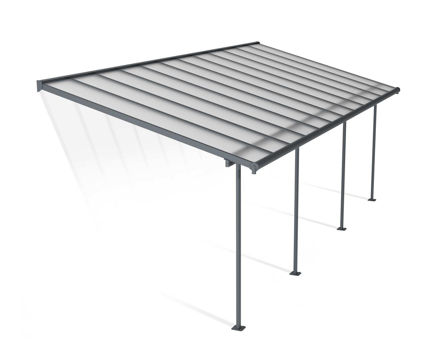 Sierra Patio Cover 3m x 7.4m - Grey Aluminium Frame & Clear Polycarbonate