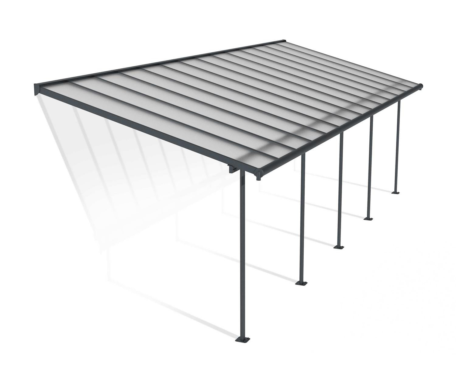 Sierra Patio Cover 3m x 8.6m - Grey Aluminium Frame & Clear Polycarbonate