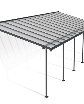 Sierra Patio Cover 3m x 8.6m - Grey Aluminium Frame & Clear Polycarbonate