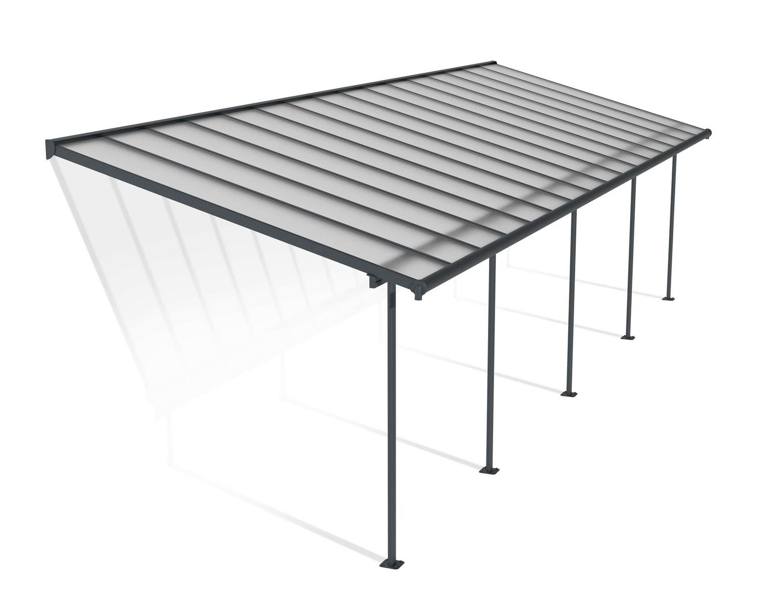 Sierra Patio Cover 3m x 9.2m - Grey Aluminium Frame & Clear Polycarbonate