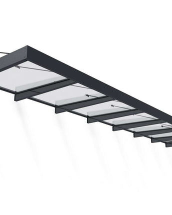 Sophia XL 6.60m x 1.4m Door Canopy - Grey Aluminium Frame & Clear Panels