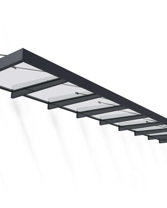 Sophia XL 7.50m x 1.4m Door Canopy - Grey Aluminium Frame & Clear Panels