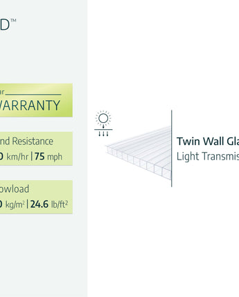 Herald 8.9m x 1.4m Door Canopy - Grey Aluminium Frame & Twinwall Polycarbonate