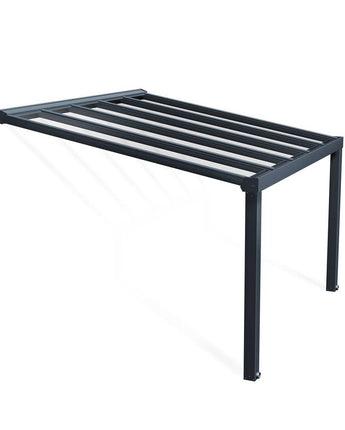 Stockholm Patio Cover 3.4m x 3.7m - Grey Aluminium Frame & Clear Polycarbonate