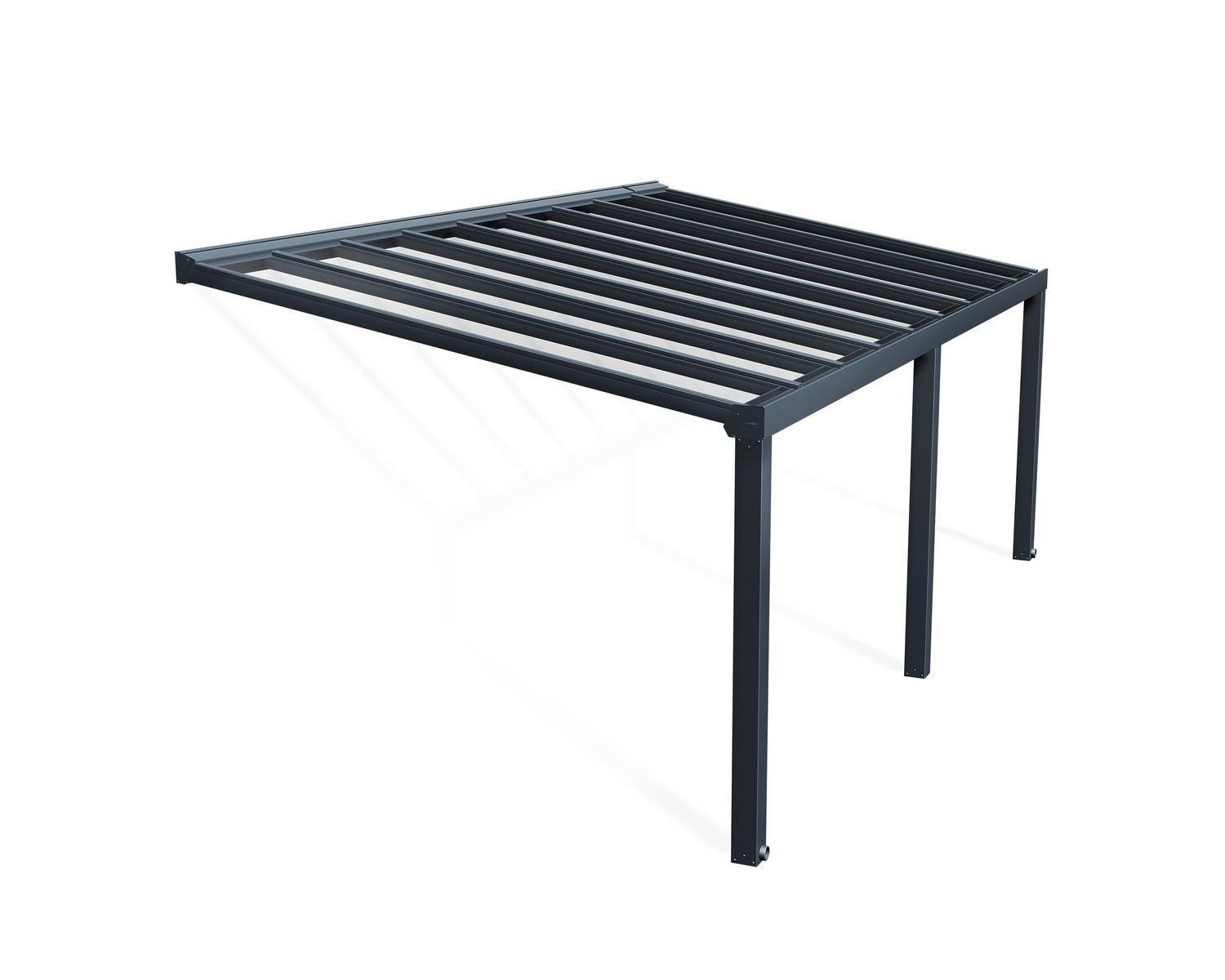 Stockholm Patio Cover 3.4m x 6.6m - Grey Aluminium Frame & Clear Polycarbonate