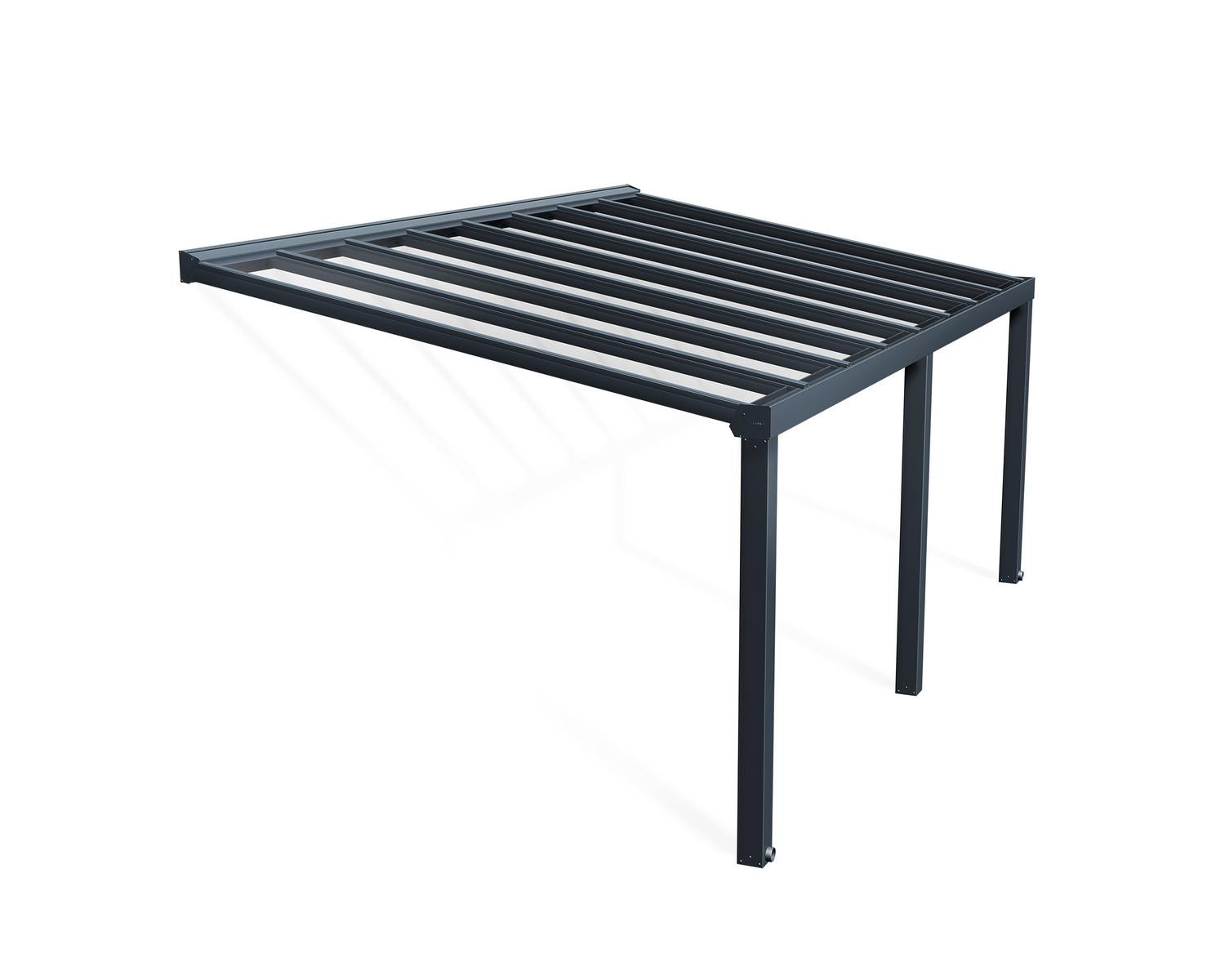Stockholm Patio Cover 3.4m x 6m - Grey Aluminium Frame & Clear Polycarbonate