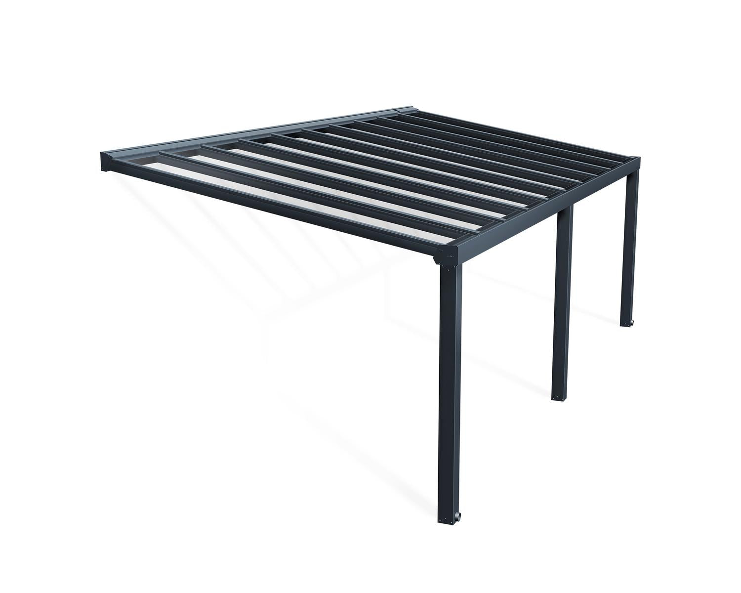 Stockholm Patio Cover 3.4m x 7.3m - Grey Aluminium Frame & Clear Polycarbonate