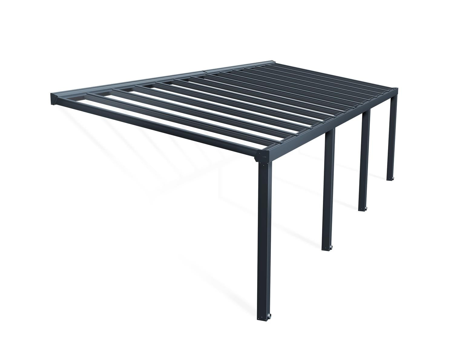 Stockholm Patio Cover 3.4m x 9.5m - Grey Aluminium Frame & Clear Polycarbonate