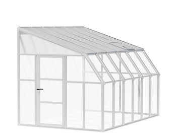 Sunroom 2.5m x 3.5m Lean to Conservatory - Aluminium White Frames & Hybrid Polycarbonate