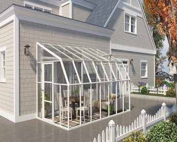 Sunroom 2.5m x 4m Lean to Conservatory - Aluminium White Frames & Hybrid Polycarbonate