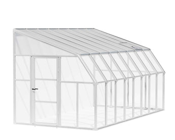 Sunroom 2.5m x 5m Lean to Conservatory - Aluminium White Frames & Hybrid Polycarbonate