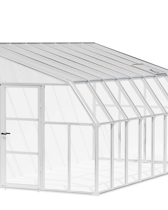 Sunroom 2.5m x 5m Lean to Conservatory - Aluminium White Frames & Hybrid Polycarbonate