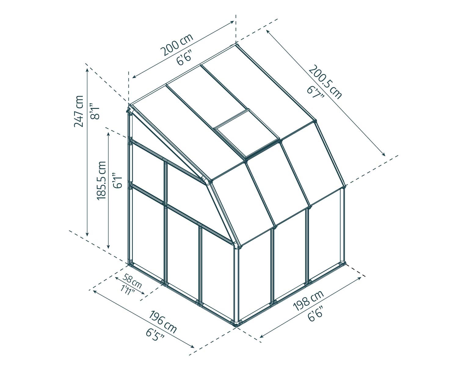 Sunroom 2m x 2m Lean to Conservatory - Aluminium White Frames & Hybrid Polycarbonate