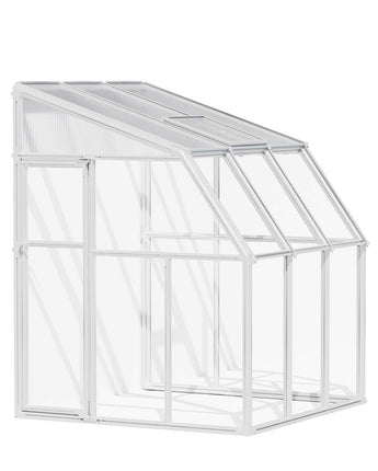 Sunroom 2m x 2m Lean to Conservatory - Aluminium White Frames & Hybrid Polycarbonate