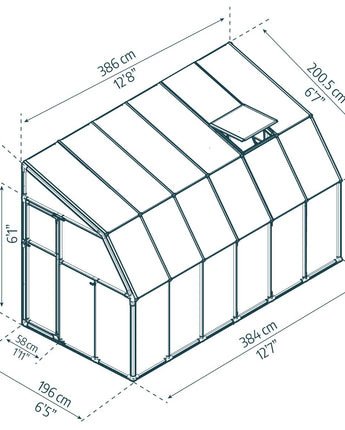 Sunroom 2m x 3.5m Lean to Conservatory - Aluminium White Frames & Hybrid Polycarbonate