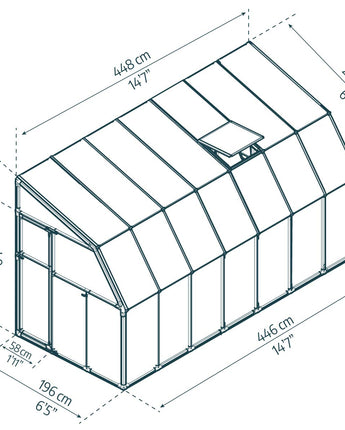 Sunroom 2m x 4.5m Lean to Conservatory - Aluminium White Frames & Hybrid Polycarbonate