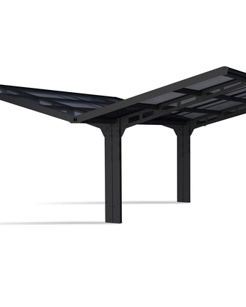Sydney Double Wings 20' x 20' Carport - Black Aluminium & Corrugated Polycarbonate Roof
