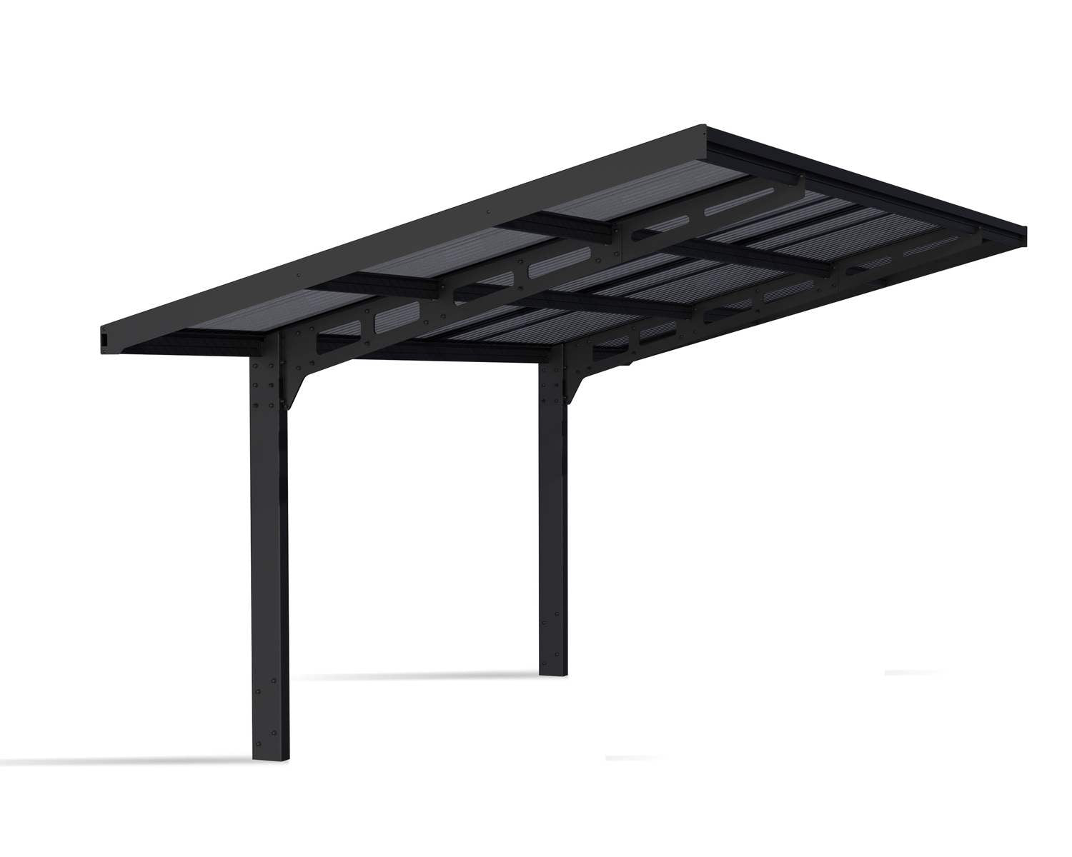 Sydney Wave 10' x 20' Cantilever Carport- Black Aluminium & Corrugated Polycarbonate Roof Panels